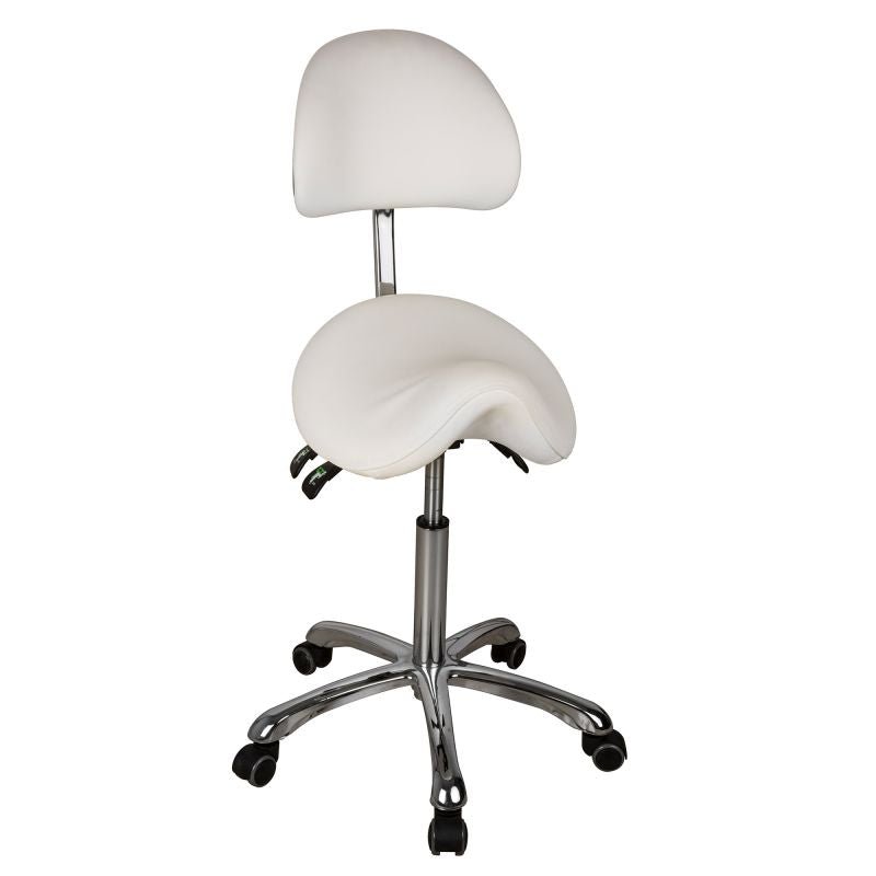 Silverfox Saddle Rolling Stool with Backrest 1025A