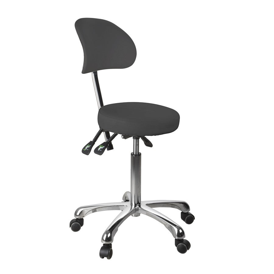 Silverfox Rolling Stool with Backrest 1025B