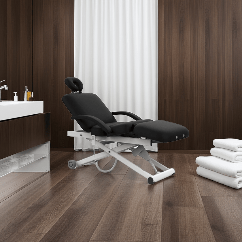 SilverFox 3 motors 4 Section Electric Massage Table 2274B with Hand Controller Cream / Black