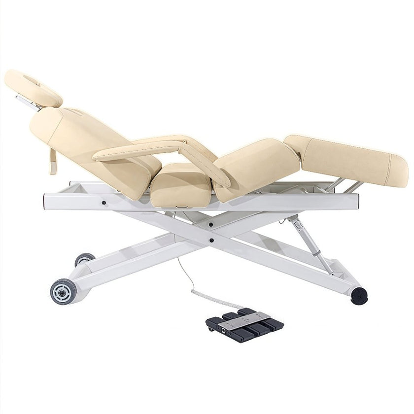 SilverFox 3 motors 4 Section Electric Massage Table 2274B with Hand Controller Cream / Black