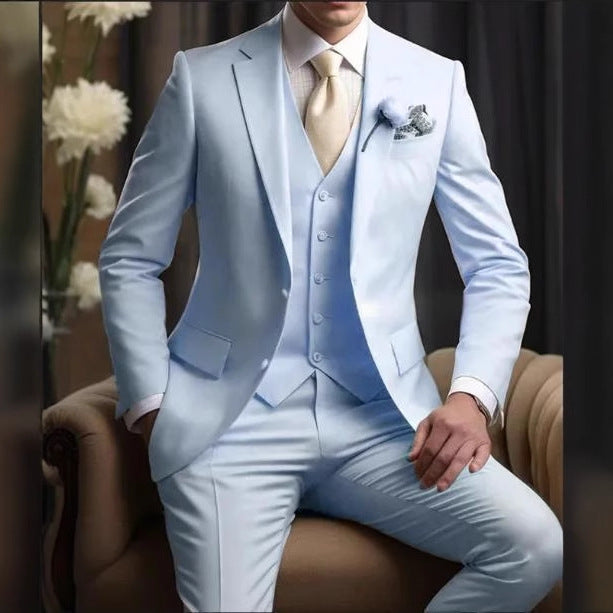 Elegant Business Banquet Suit Set for Men – 3-Piece Slim Fit Formal Suit (Jacket, Vest & Pants)