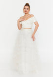 White Two-Piece Bridal Lace & Tulle Set