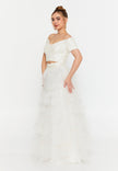 White Two-Piece Bridal Lace & Tulle Set
