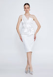 One Shoulder Midi Evening Dress - White