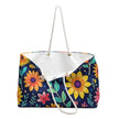 Floral Weekender Bag — Vibrant Navy Flower Travel Tote