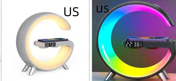 G shaped Wireless Phone Charging Night LED Lamp Bluetooth Speaker