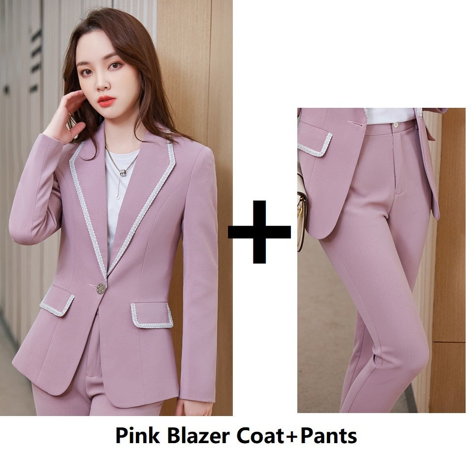 Women's Business Casual Suit Set – Blazer Jacket, 4 Colors, S–4XL (Canada & USA)