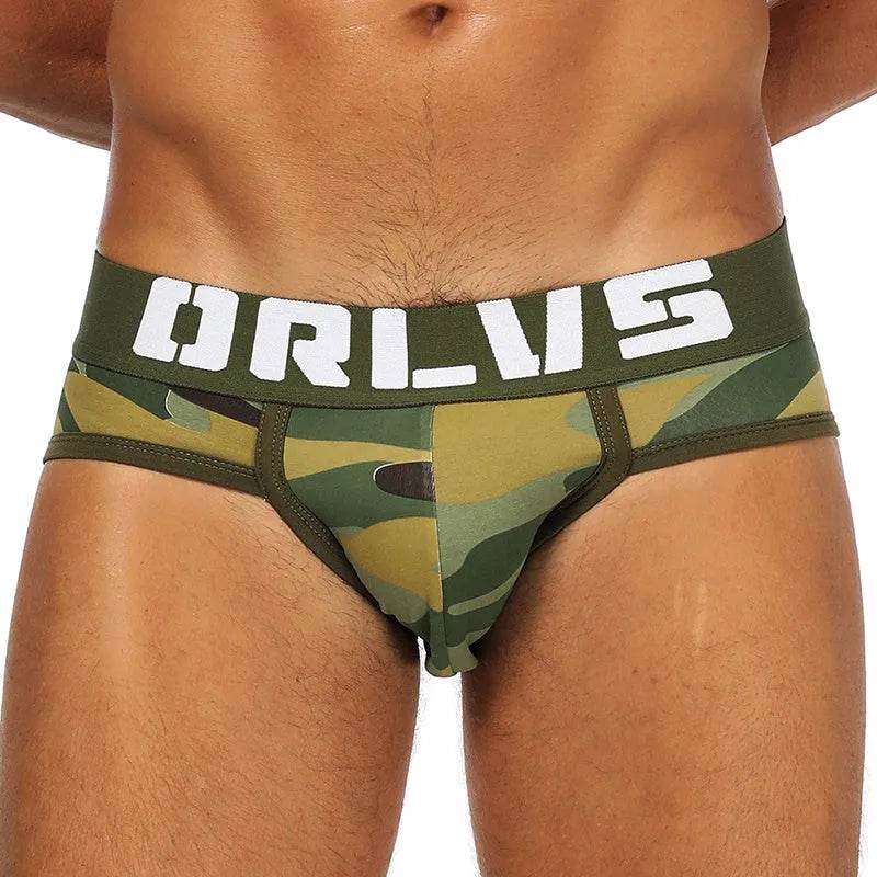 ORLVS Army Camouflage Cotton Pouch Brief underwear pant  for Men
