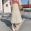 Spring Summer Women High waist Lace Midi Skirt