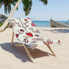 Floral Hearts Beach Towel — Red Rose & Heart Pattern Summer Towel