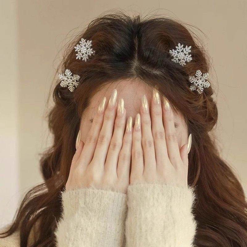 Crystal Snowflake Pearl flower Retro Hair Clip