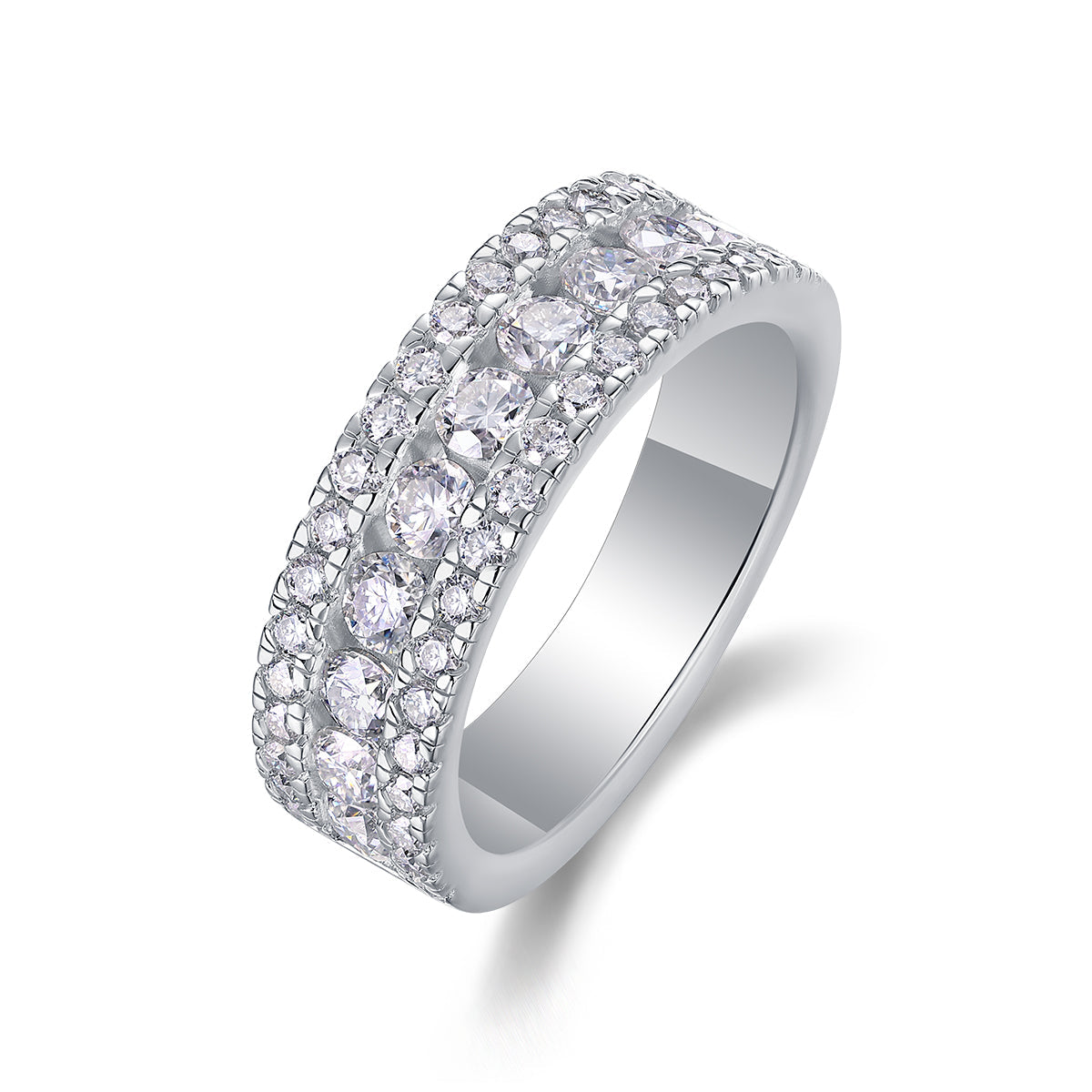 Moissanite Ring – Platinum-Plated 925 Silver | Sizes 5–9 | GRA Certified