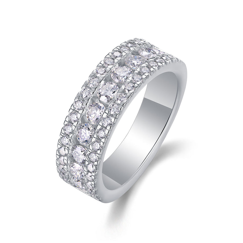 Moissanite Ring – Platinum-Plated 925 Silver | Sizes 5–9 | GRA Certified