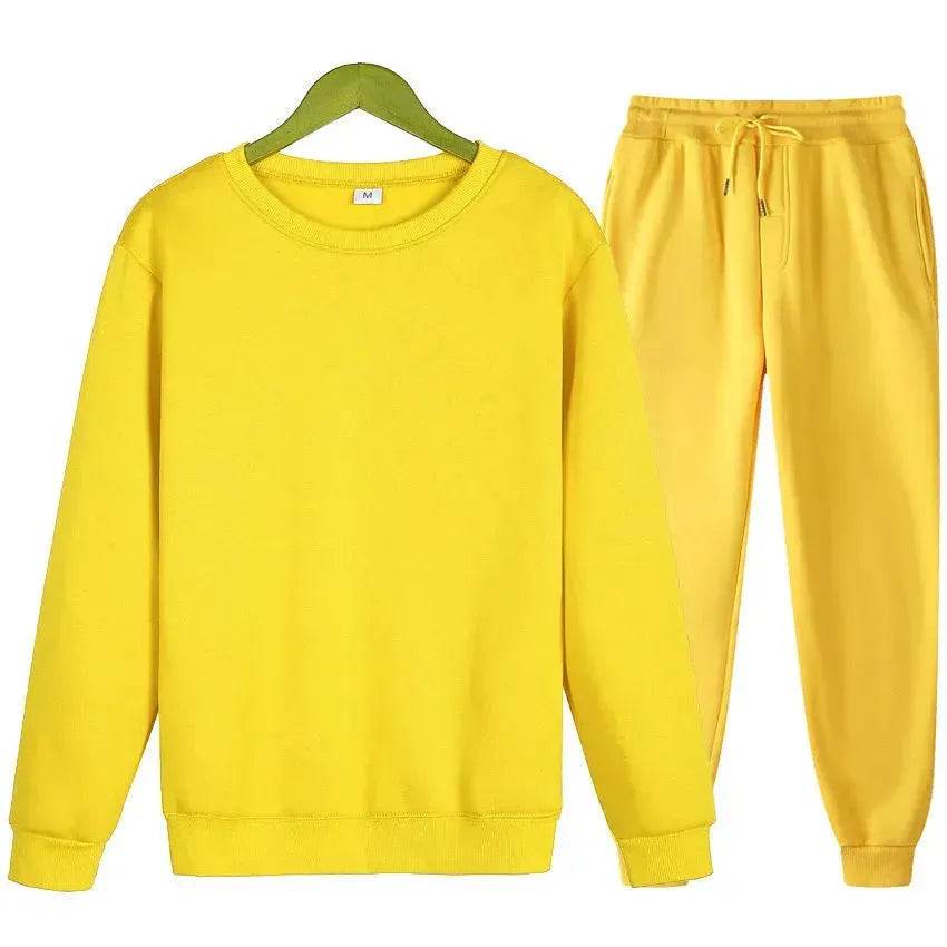 Autumn Winter  street fashion Plain Crew neck Sweatsuit for men