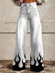 Women's 3D Printed Bootcut Flared Pants – Graphic Print Wide Leg Casual Trousers