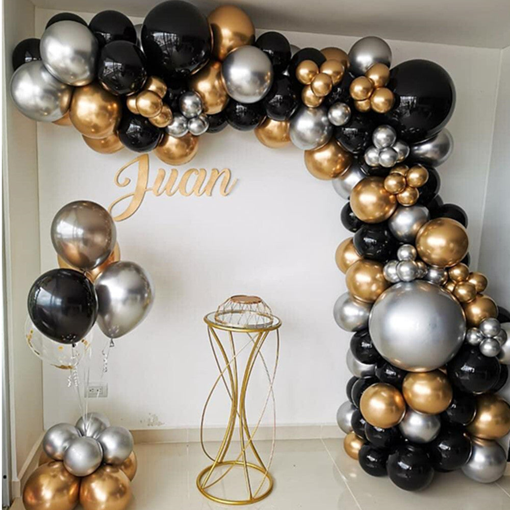 Black Gold Silver Balloon Garland Kit – 110pcs Party Decoration Set