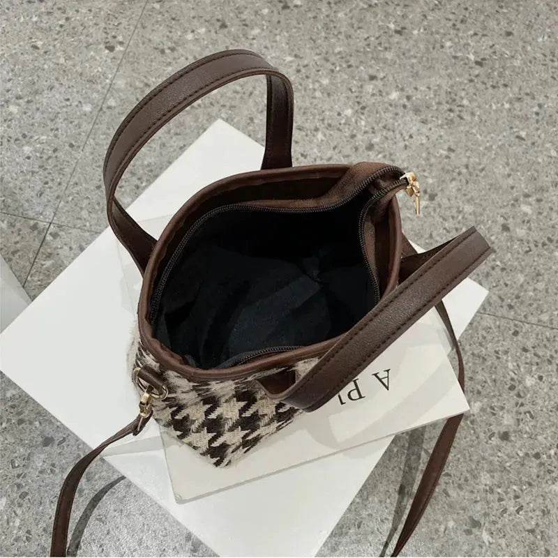 Fashion Houndstooth Shoulder Bags Portable Checkerboard Handbags All-match Messenger Crossbody Bag Women