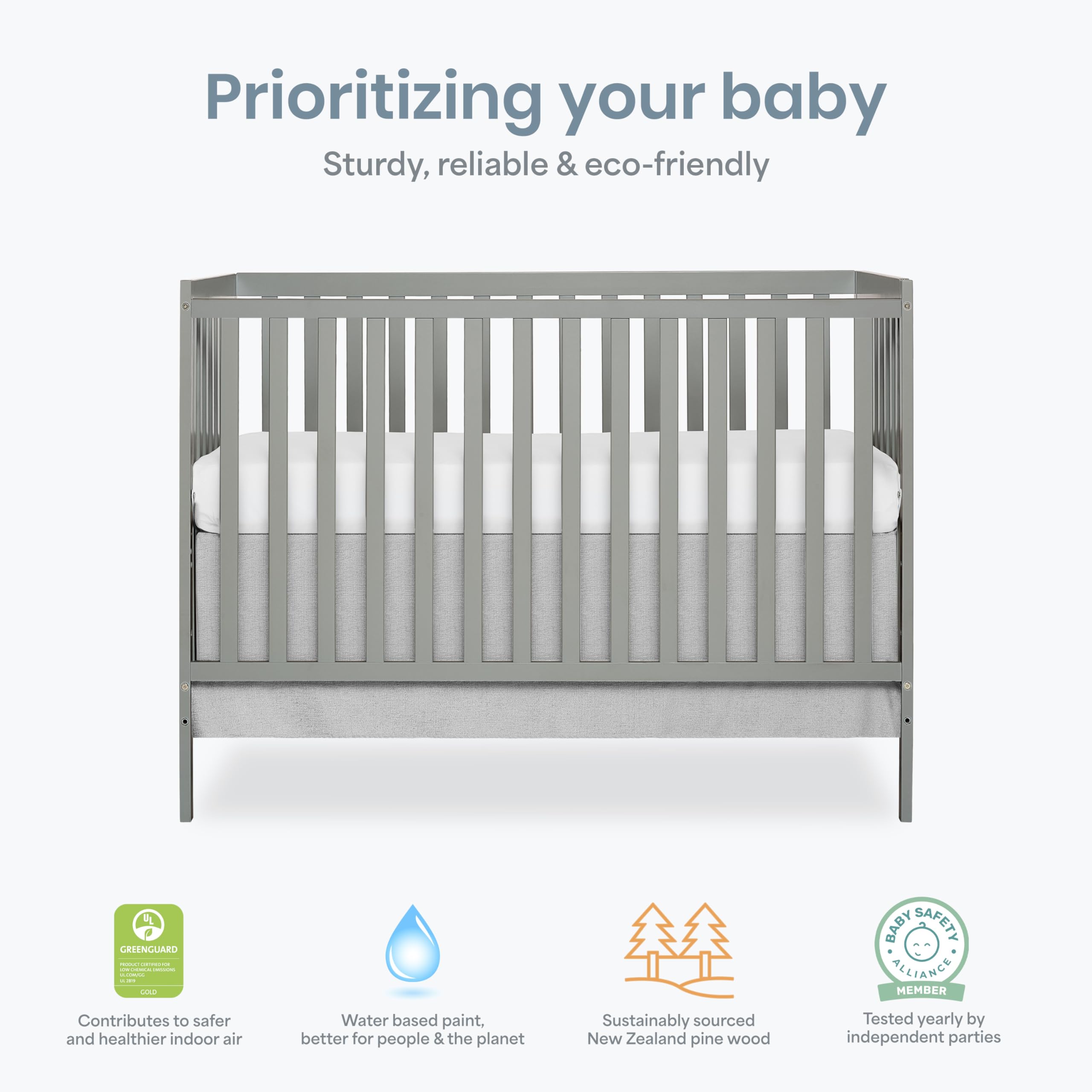 Dream On Me Synergy 5-in-1 Convertible Crib in Cool Grey, Greenguard Gold Certified, BSA Certified, 3 Mattress Height Settings, Classic Nursery Furniture 🍁 All In One Marketplace Canada
