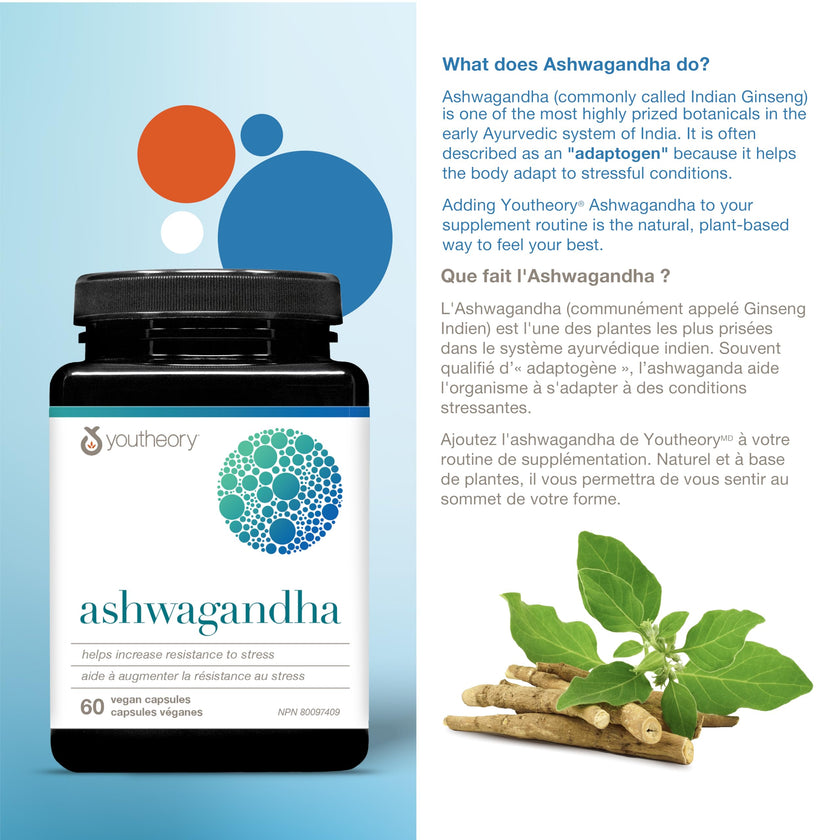 Youtheory Ashwagandha 7,200 mg Per Serving, with Clinically Proven KSM-66 and GingeverGinger to Support the Efficacy of Ashwagandha. Helps Increase Resistance to Stress and Anxiety, Vegan, 60 Capsules 🍁 All In One Marketplace Canada
