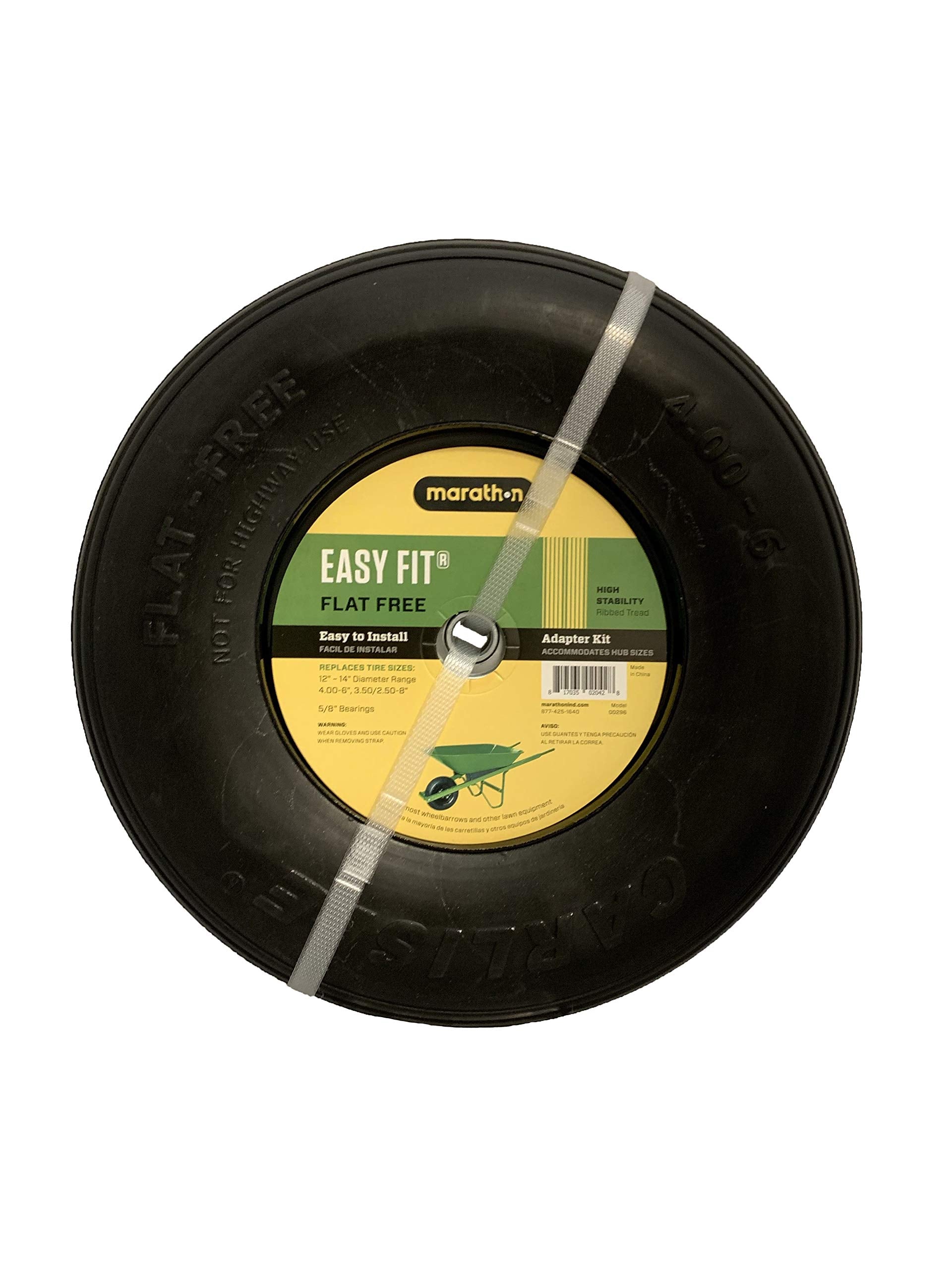 Easy Fit 4.00-6 Flat-Free Wheel Assembly for Residential Wheelbarrow Black 🍁 All In One Marketplace Canada