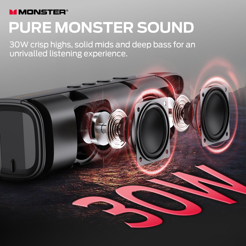 Monster S290 Bluetooth Speaker, Portable Bluetooth Speaker with 30W Loud Stereo Sound, Bluetooth 6.0, 20H Playtime, TWS Pairing, Support AUX/TF Card, IPX6 Waterproof Wireless Speaker for Home, Travel 🍁 All In One Marketplace Canada