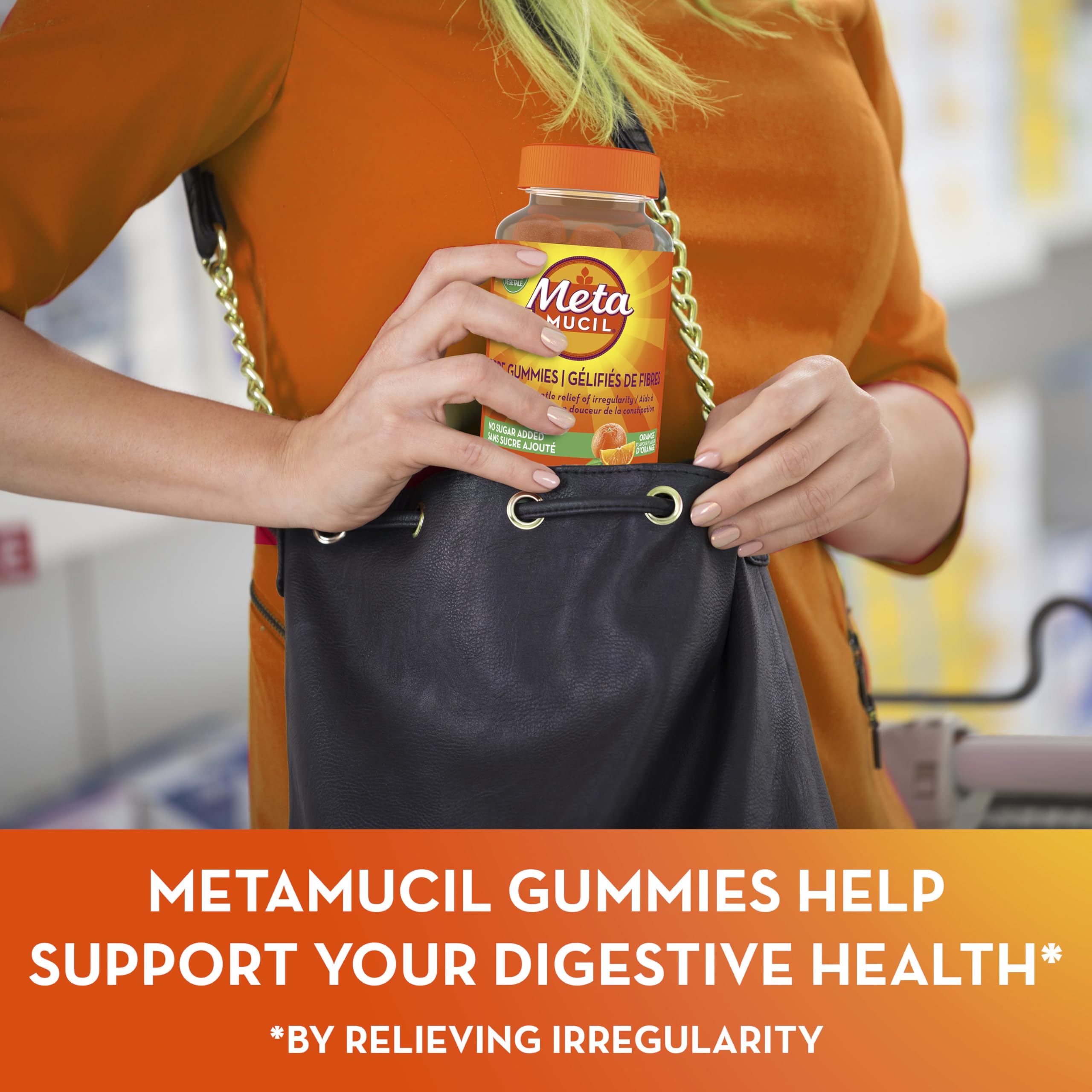 Metamucil Fibre Gummies, No Sugar Added, Orange Flavour, Prebiotic, Plant-Based, 105 Count 🍁 All In One Marketplace Canada