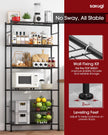 Sakugi 5 Tier Shelf - Heavy Duty Metal Storage Shelves with Adjustable Leveling Feet, Large Capacity Shelving Unit with Multiple Hooks for Kitchen, Pantry, Office (84 x 32 x 183 cm, Black) 🍁 All In One Marketplace Canada