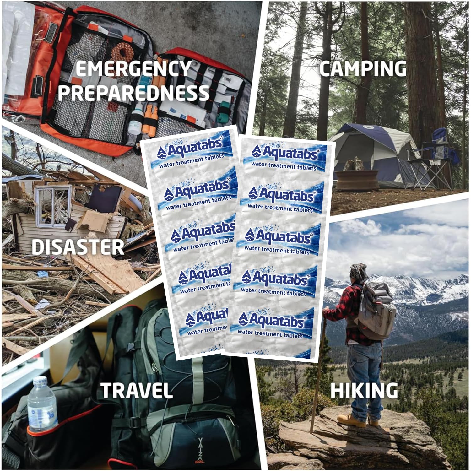 Aquatabs 49mg Water Treatment Tablets for 1L, 100-Tabs Value Pack (Plain Label) - Emergency Preparedness & Survival - Iodine & Chlorite-Free, NSF/ANSI/CAN 60 🍁 All In One Marketplace Canada