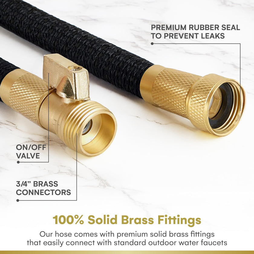 Flexi Hose with 8 Function Nozzle Expandable Garden Hose, Lightweight & No-Kink Flexible Garden Hose, 3/4 inch Solid Brass Fittings and Double Latex Core, 50 ft Black 🍁 All In One Marketplace Canada
