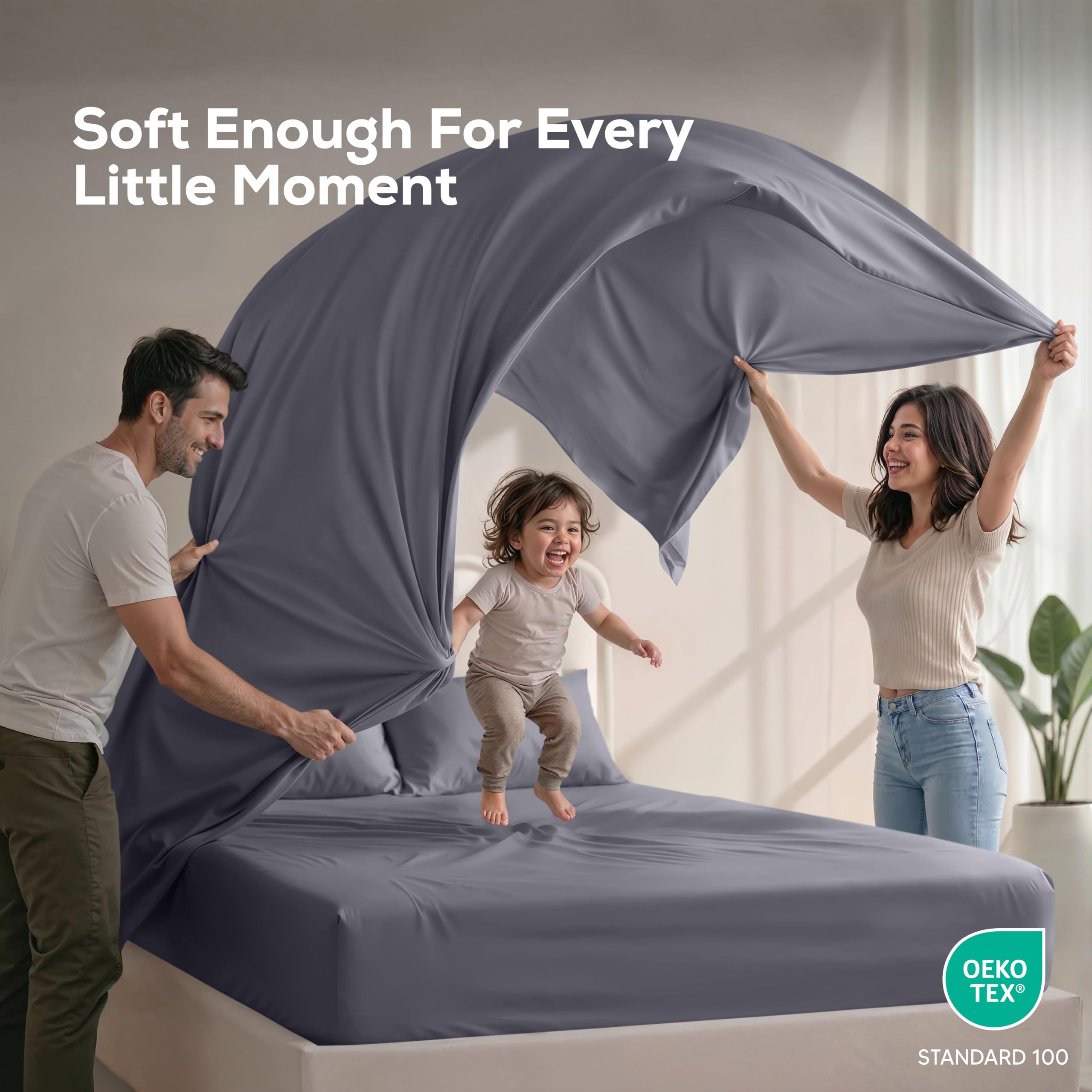 Utopia Bedding Full/Double Bed Sheets - 4 Piece Full Size Cooling Sheet Set - Hotel Luxury Soft Breathable Microfiber, Oeko-TEX, Deep Pocket Easy Fit & Care, Fade & Wrinkle Resistant, Grey 🍁 All In One Marketplace Canada