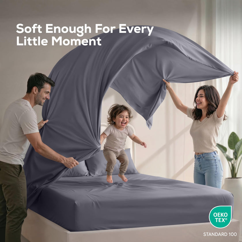 Utopia Bedding Full/Double Bed Sheets - 4 Piece Full Size Cooling Sheet Set - Hotel Luxury Soft Breathable Microfiber, Oeko-TEX, Deep Pocket Easy Fit & Care, Fade & Wrinkle Resistant, Grey 🍁 All In One Marketplace Canada