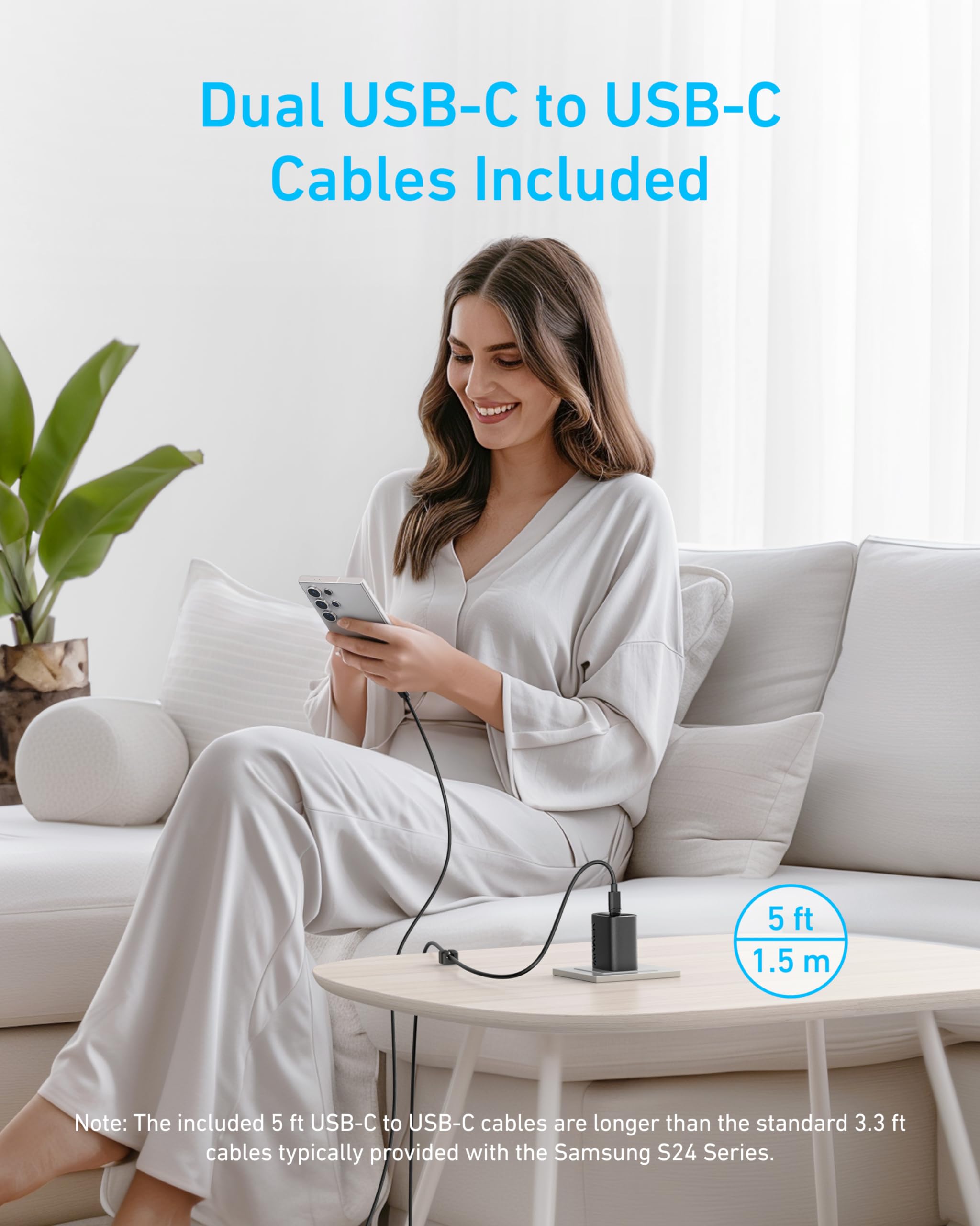 Anker 45W USB C Charger Block, PPS Fast Charger with USB-C Cable for iPhone 17/16/15 and More Series, iPad, Galaxy S24 Ultra (2-Pack 5 ft Cable Included) 🍁 All In One Marketplace Canada