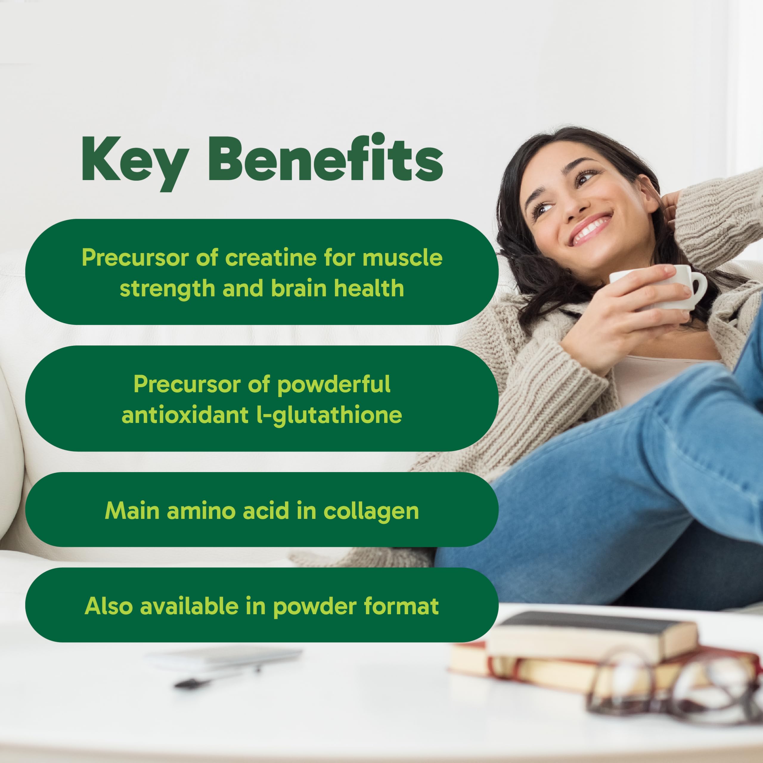 Organika Canadian-Made Glycine - Proteinogenic Amino Acid - Aids Protein Synthesis, Collagen Formation, Joint and Muscle Health, Calming Effect - 120caps 🍁 All In One Marketplace Canada