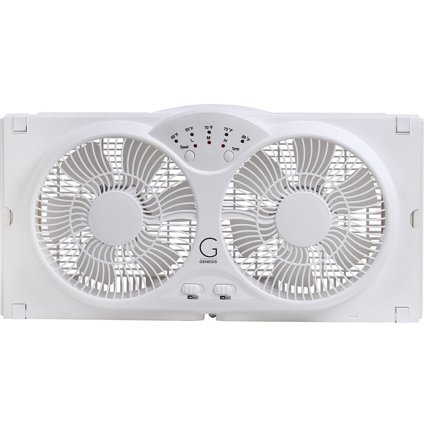 Genesis Twin Fan High Velocity Reversible AirFlow Fan, LED Indicator Lights Adjustable Thermostat & Max Cool Technology, ETL Certified, White (A1WINDOWFAN) 🍁 All In One Marketplace Canada