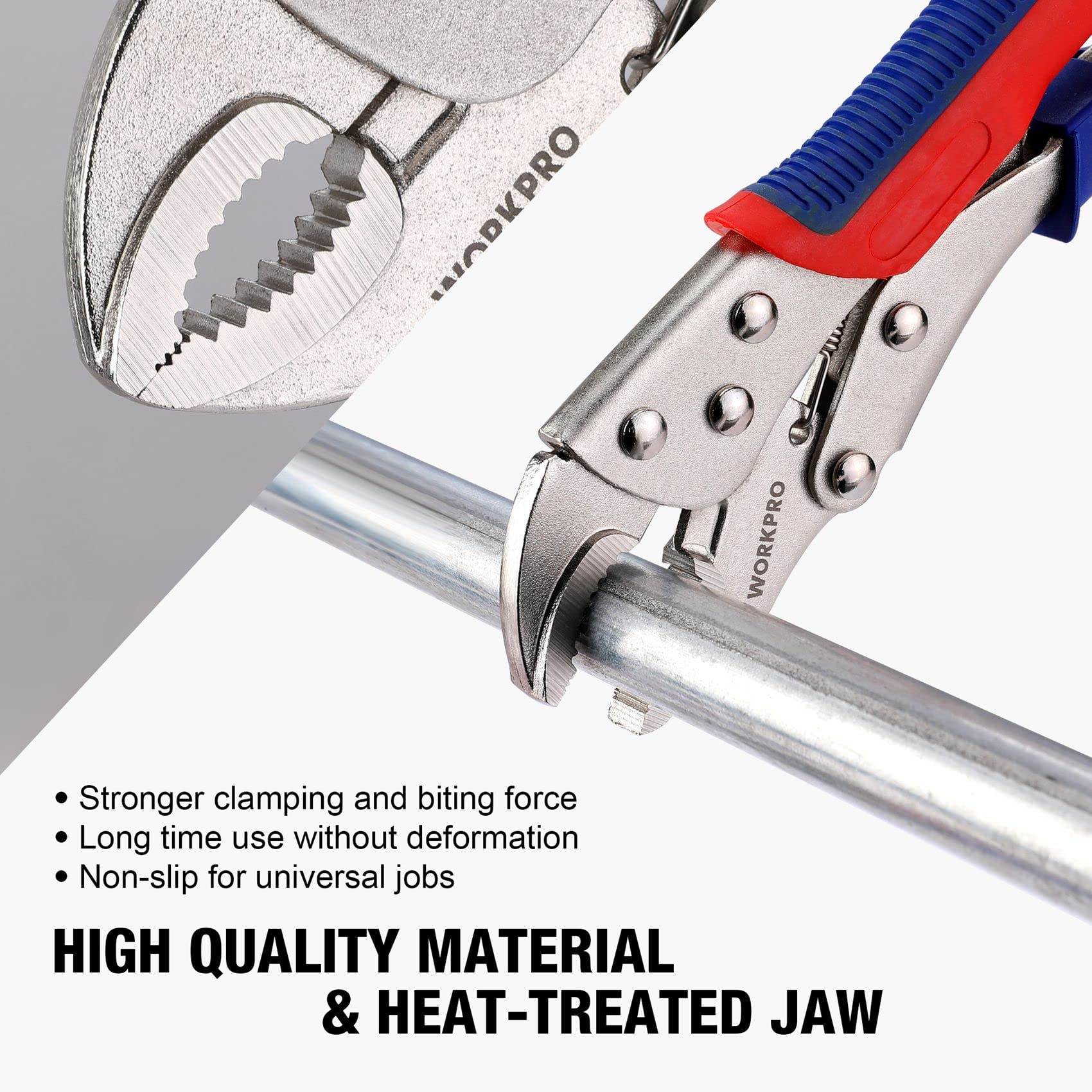 WORKPRO 3-piece Locking Pliers Set, 10-inch Curved Jaw, 7-inch Curved Jaw and 6-1/2-inch Straight Jaw 🍁 All In One Marketplace Canada