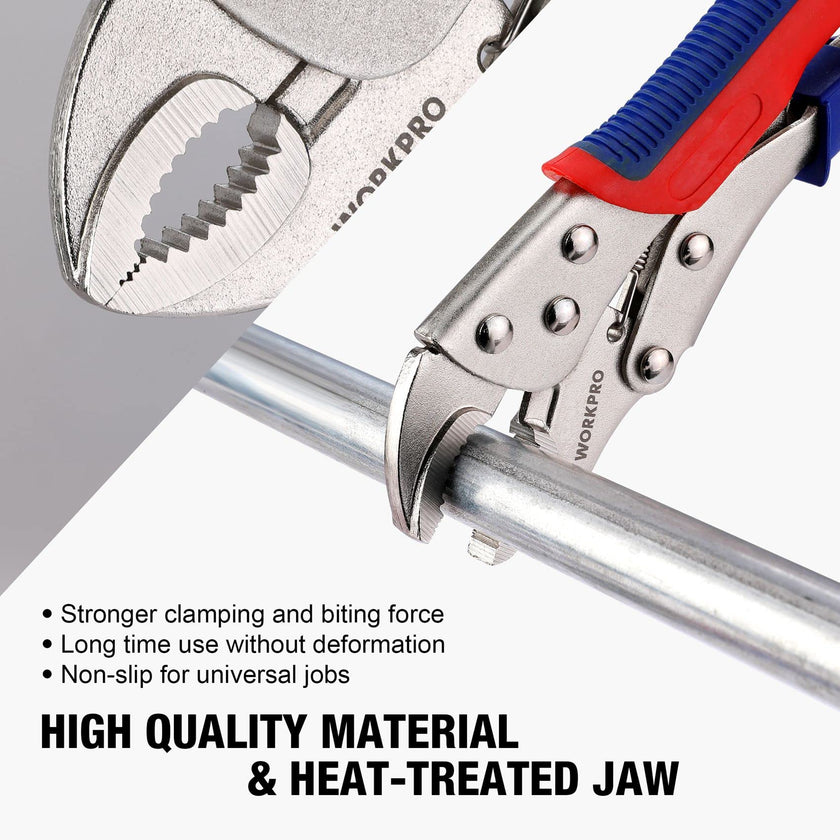 WORKPRO 3-piece Locking Pliers Set, 10-inch Curved Jaw, 7-inch Curved Jaw and 6-1/2-inch Straight Jaw 🍁 All In One Marketplace Canada