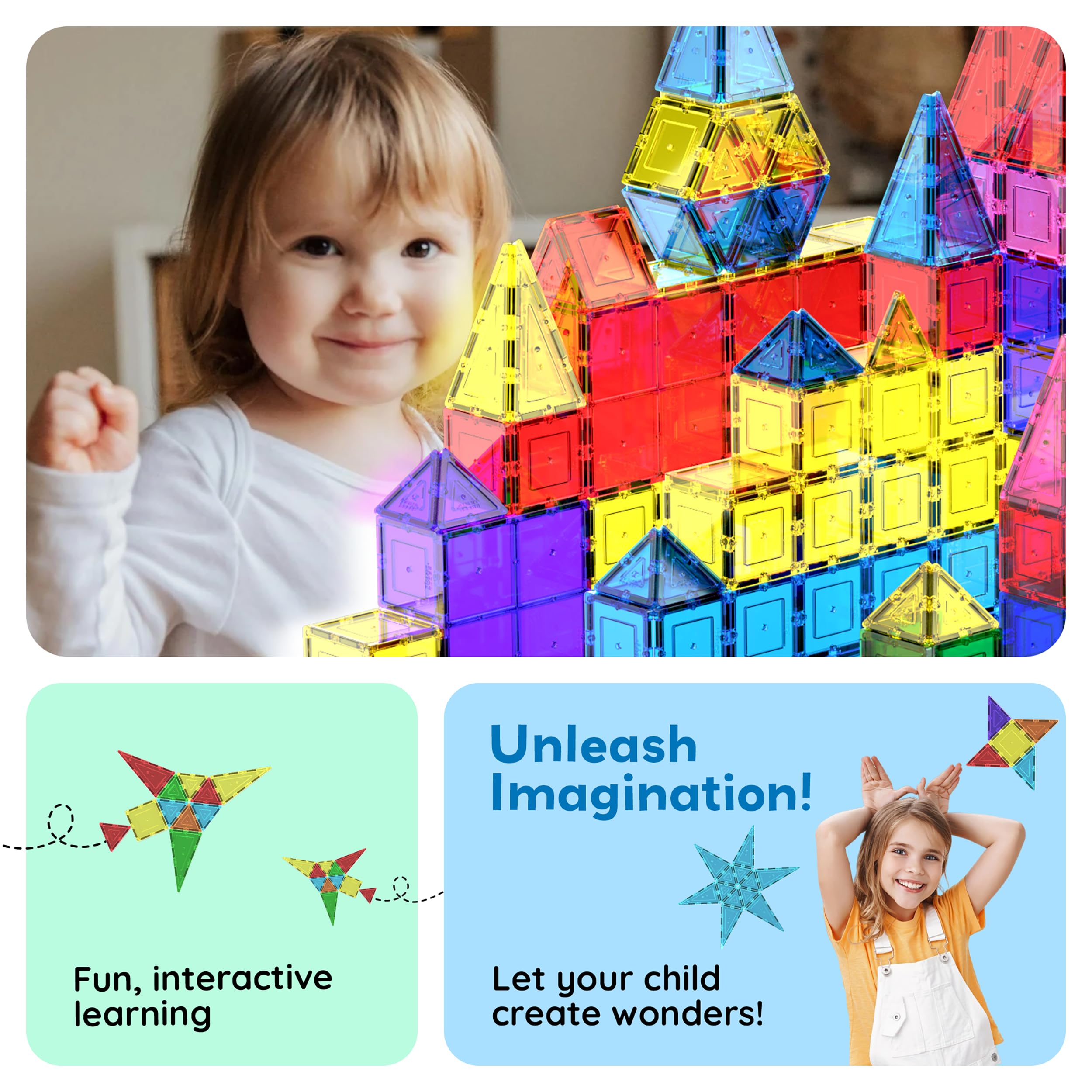 PicassoTiles 100 Piece Set 100pcs Magnet Building Tiles Clear Magnetic 3D Building Blocks Construction Playboards, Creativity beyond Imagination, Inspirational, Recreational, Educational Conventional 🍁 All In One Marketplace Canada