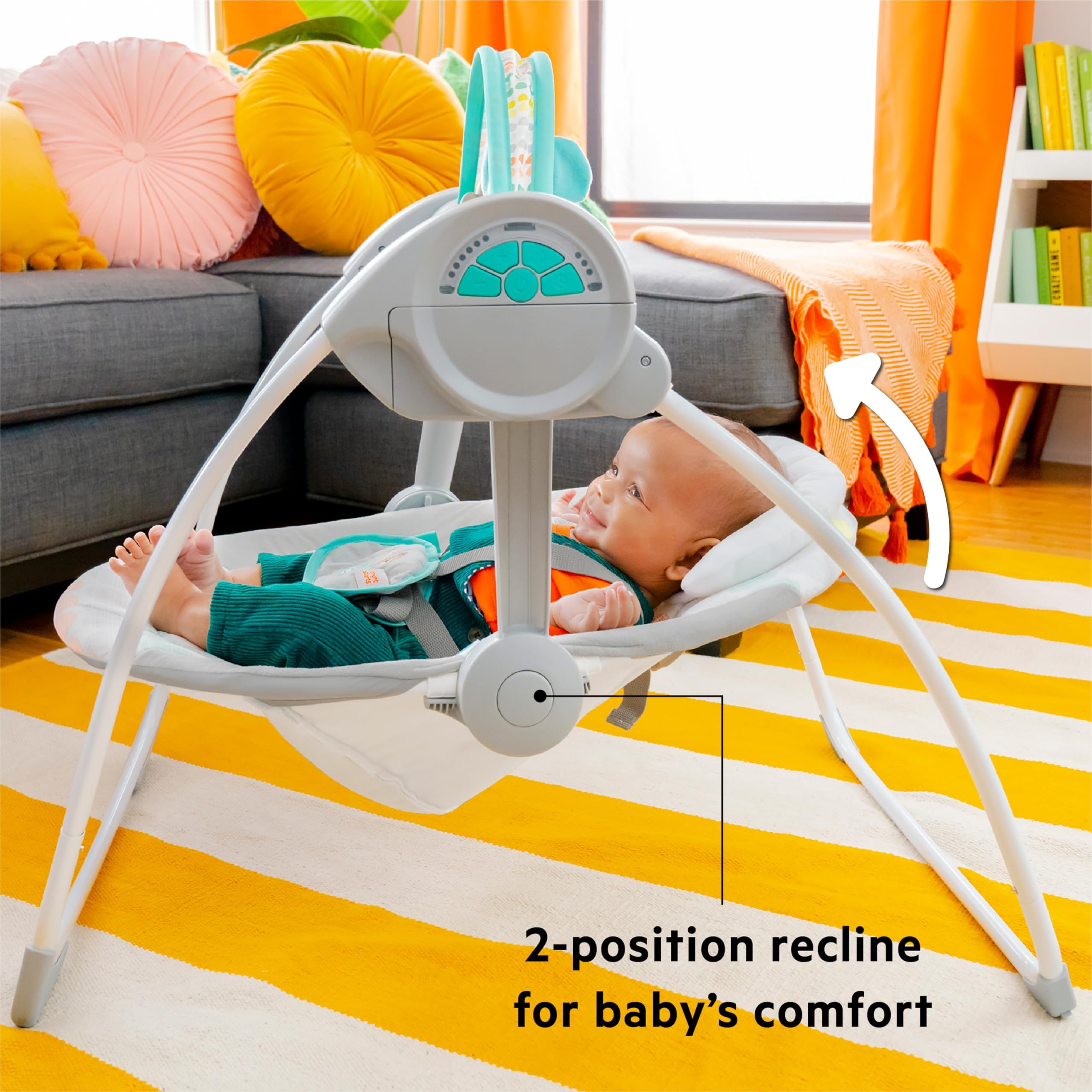 Bright Starts Portable Automatic 6-Speed Baby Swing, Compact Easy-Fold, Music, Toy Bar, 0-9 Months 6-20 lbs (Whimsical Wild) 🍁 All In One Marketplace Canada