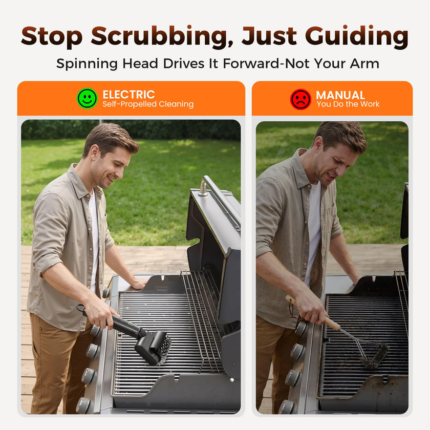 Leebein Electric Grill Brush for Outdoor, 2026 New BBQ Grill Cleaner with 3 Heads, 3-Speed & Angle Adjust Cordless Rotary Grill Brush, 150 Mins Runtime Grill Cleaning Brush for Barbecue Grates 🍁 All In One Marketplace Canada