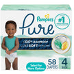 Pampers Pure Baby Diapers, Size 4, Up to 100% Leakproof, Premium Hypoallergenic Soft Diapers, 1 Pack (Count of 58) 🍁 All In One Marketplace Canada