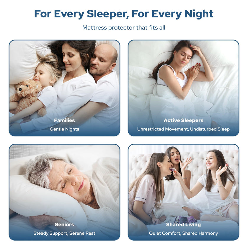 Waterproof Mattress Protector, Noiseless Queen Size Mattress Pad with Deep Pocket Fitted Up to 6