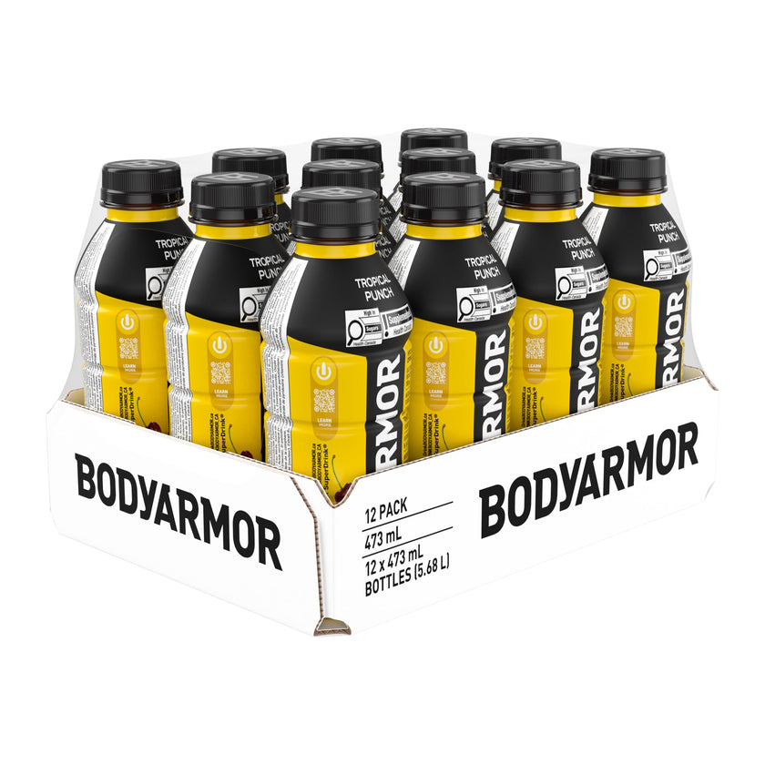 BODYARMOR SuperDrink Tropical Punch, 473 mL Bottles (12 Pack) – Sports Hydration Drink with Coconut Water, Potassium-Packed Electrolytes and Antioxidant Vitamins 🍁 All In One Marketplace Canada