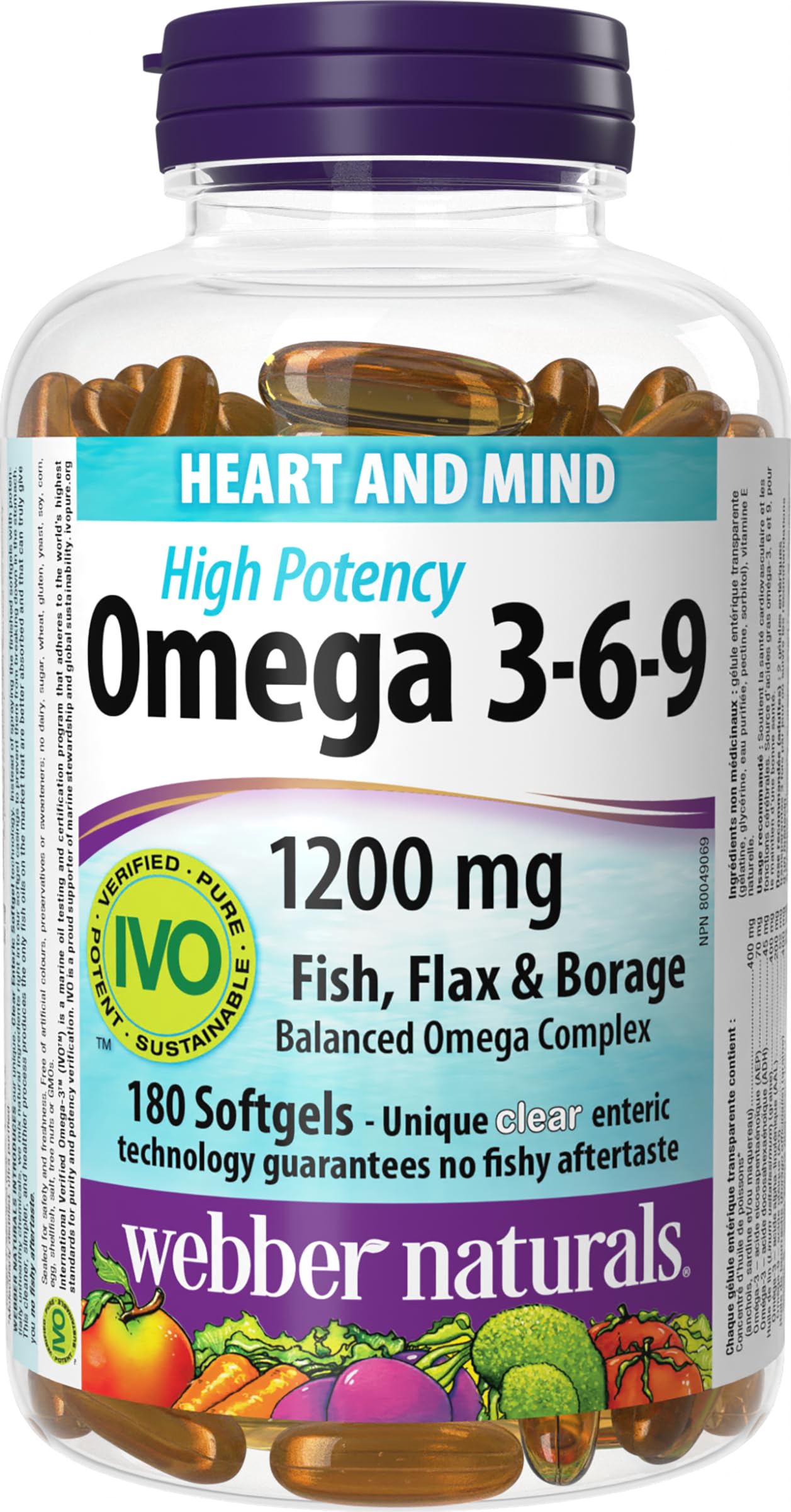 Webber Naturals Omega 3-6-9 1,200 mg Fish Oil, 180 Clear Enteric No Fishy Aftertaste Softgels, Supports Cardiovascular Health and Brain Function 🍁 All In One Marketplace Canada