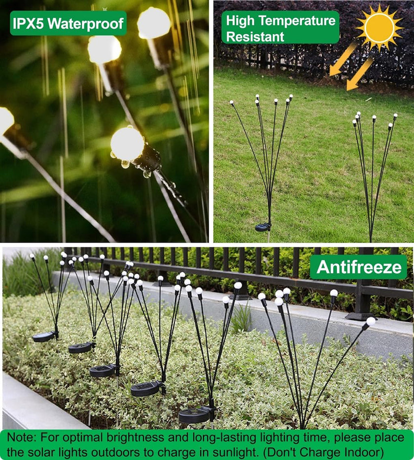 SIOTMERA 8 Count Solar Lights Outdoor Waterproof IPX5, Solar Garden Lights, Wind Swaying Firefly Lights, Solar Christmas Lights, for Yard Lawn Pathway Decoration Lighting,6LED WarmYellow 🍁 All In One Marketplace Canada