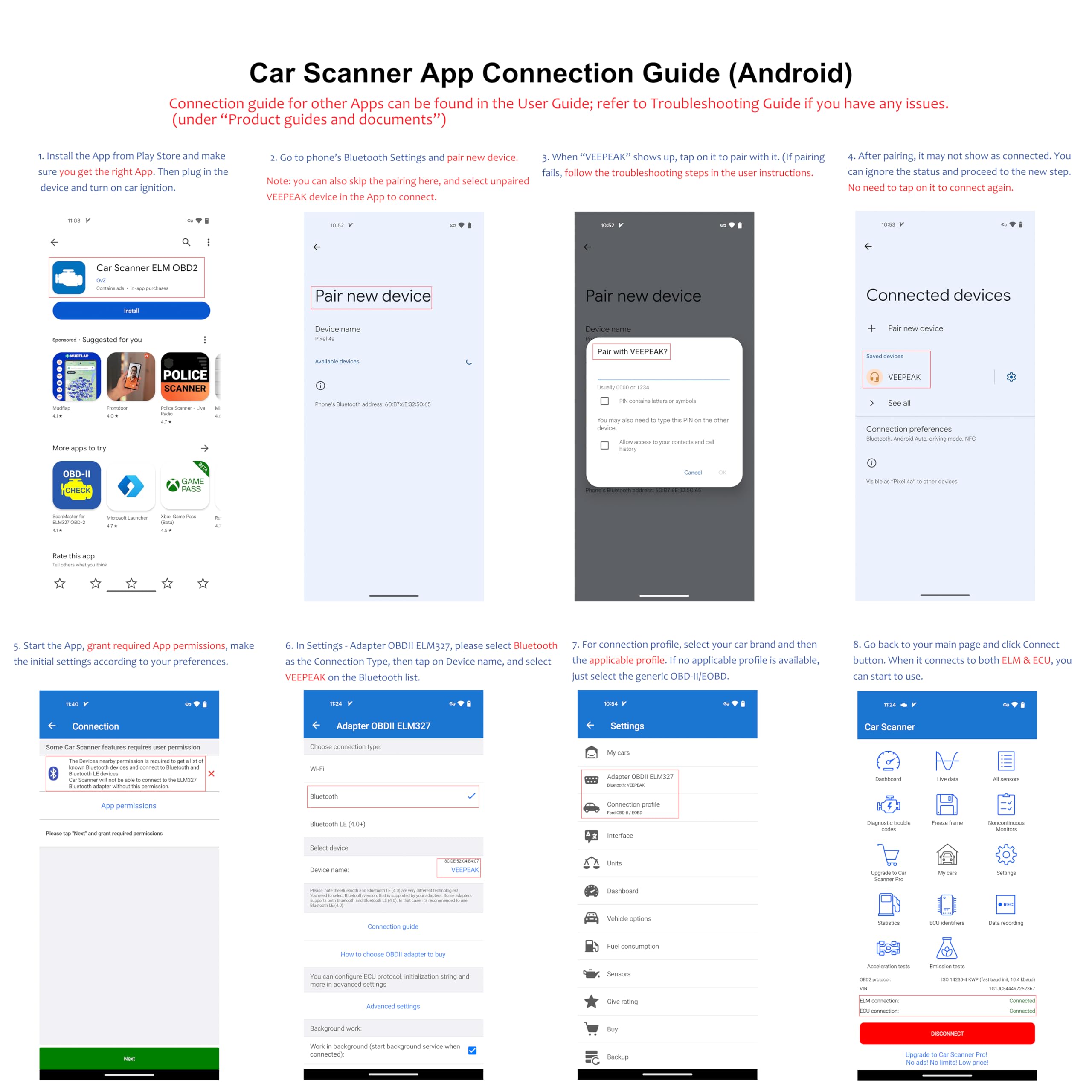 VEEPEAK OBDCheck BLE Bluetooth OBD2 Scanner Car OBD II Diagnostic Scan Tool Check Engine Code Reader for iOS and Android 🍁 All In One Marketplace Canada