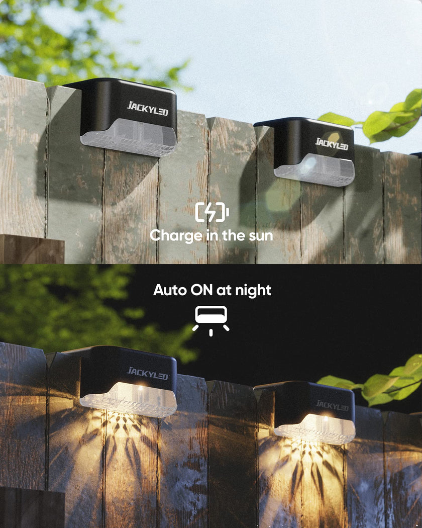 Solar Deck Lights Outdoor 16 Pack, JACKYLED Solar Step Lights Outdoor Waterproof LED Solar Powered Stair Lights for Patio Deck Porch Step Fence Railing Wall Garden Pool Yard 🍁 All In One Marketplace Canada