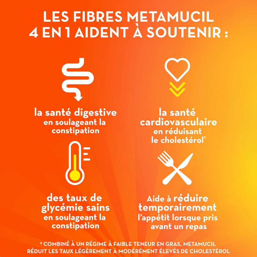 Metamucil, Daily Psyllium Husk Powder Supplement, Sugar-Free, 4-in-1 Fibre for Digestive Health, Orange Smooth Flavored Drink, 72 Servings 🍁 All In One Marketplace Canada