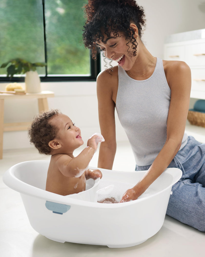 Skip Hop Baby Bath Tub 4-in-1 Grow with Baby Infant to Toddler Bathtub with Supportive Sling and Sit-Up Support Wave Age 0m+ 🍁 All In One Marketplace Canada