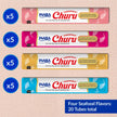 INABA Churu Cat Treats, Lickable, Squeezable Creamy Purée Cat Treat with Green Tea Extract & Taurine, 14 Grams Each Tube, 20 Tubes, Seafood Variety Box 🍁 All In One Marketplace Canada