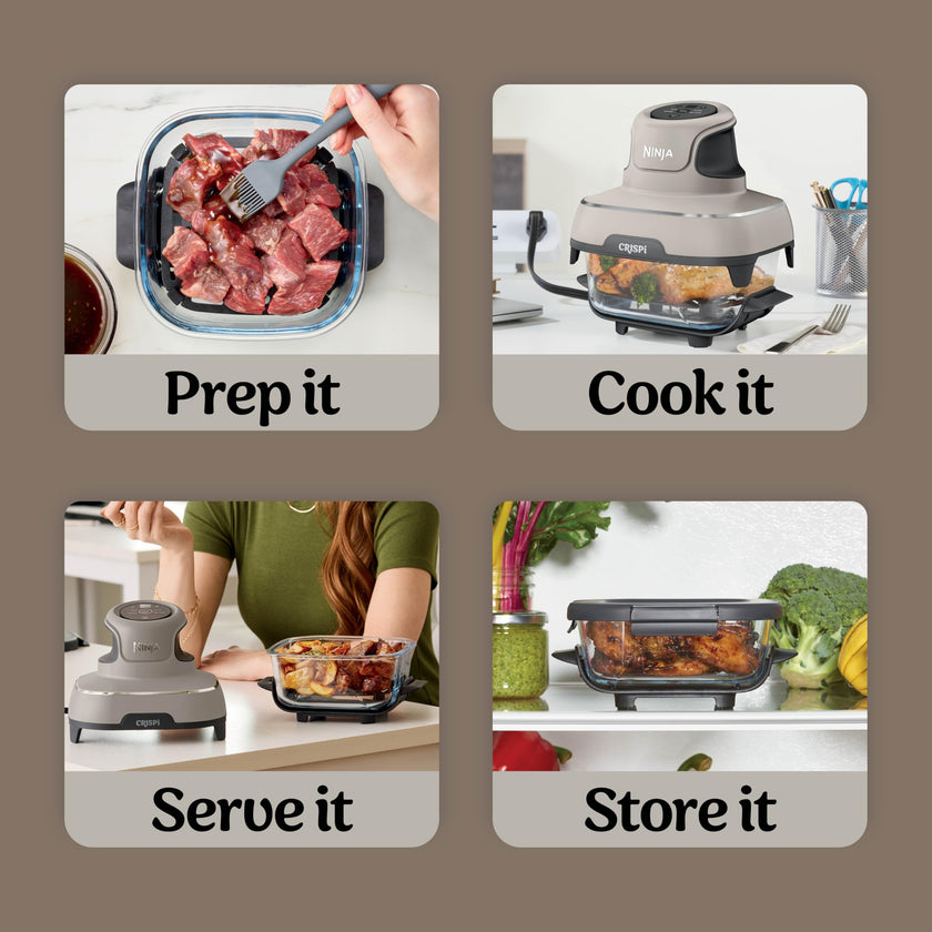 Ninja Crispi Portable Glass Air Fryer Cooking System – 4-Qt & 6-Cup CleanCrisp Containers, Nontoxic, Leak-Proof, Dishwasher Safe – Air Fry, Bake, Max Crisp, Recrisp FN101ST 🍁 All In One Marketplace Canada